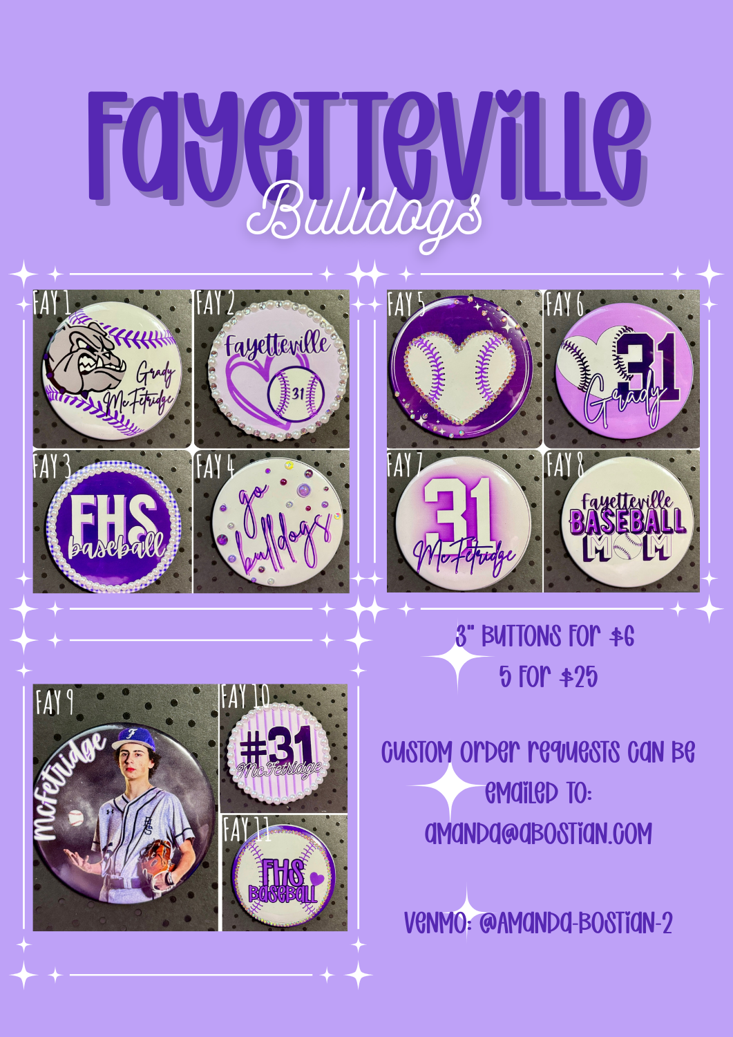 Fayetteville Bulldogs Button Catalog Page 2